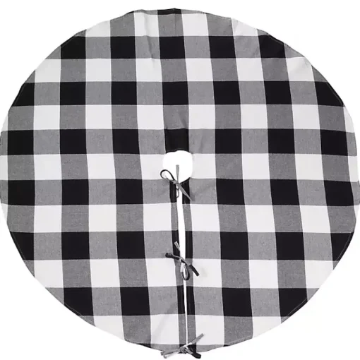 Outlet White and Black Buffalo Check Tree Skirt, 72 in. Christmas Tree Skirts & Collars