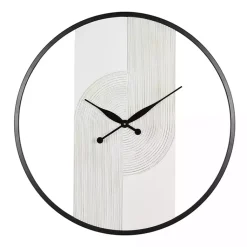 Kirklands Home Clocks|White and Black Carved Open Wall Clock