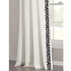 Kirklands Home Curtains & Drapes|White and Black Embroidered Curtain Panel, 84 in.