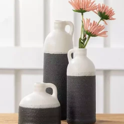 Online White and Black Two-Toned Ceramic Vases, Set of 3 Vases