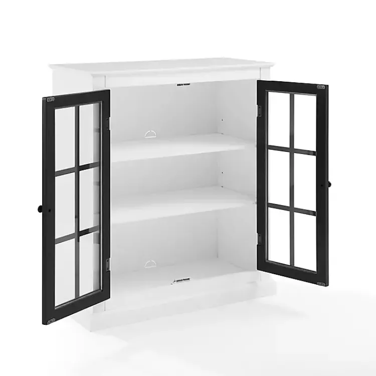 Kirklands Home Cabinets & Sideboards|White and Black Windowpane Doors Cabinet