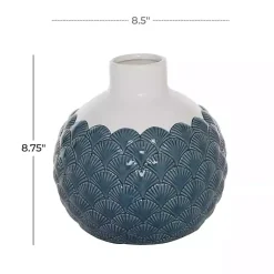 Hot White and Blue Coastal Ceramic Vase, 8 in. Vases