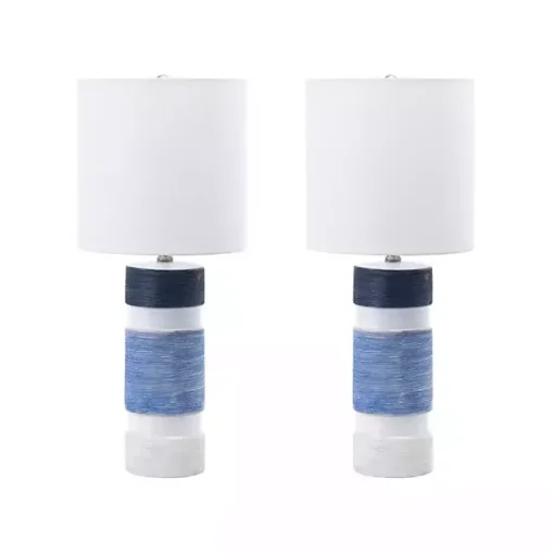 Kirklands Home Table Lamps|and Blue Large Stripe Table Lamp White