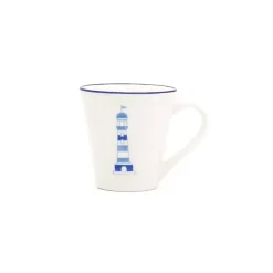 Kirklands Home Glassware & Drinkware|White and Blue Nautical Mugs, Set of 4