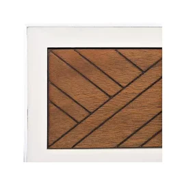 Kirklands Home Console Tables|White and Brown Herringbone Console Table