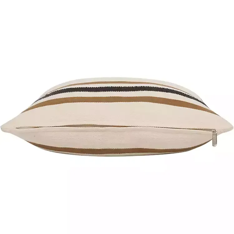 Hot White and Brown Striped Pillow Pillows