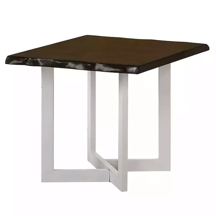 Kirklands Home Accent & End Tables|White and Dark Oak Wood Live Edge Accent Table Brown