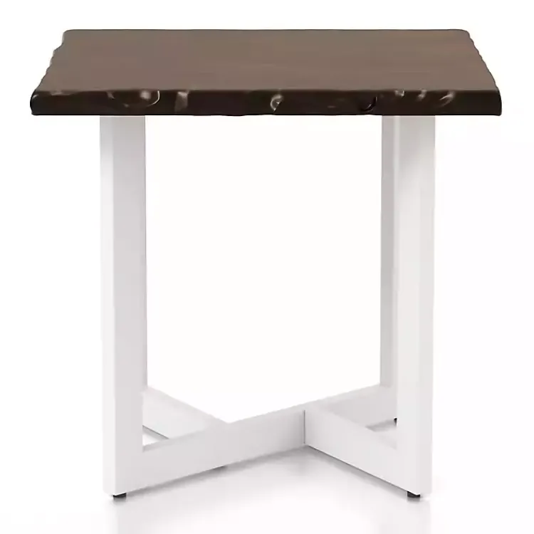Kirklands Home Accent & End Tables|White and Dark Oak Wood Live Edge Accent Table Brown