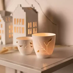 Outlet White and Gold Bird Small Tealight Candle Holder Candle Holders