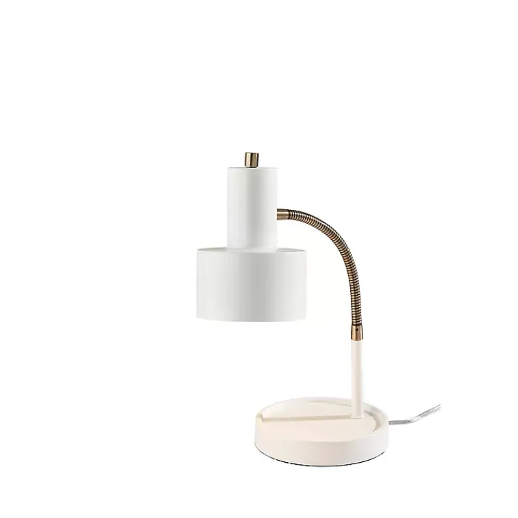 Kirklands Home Table Lamps|White and Gold Brayden Charging Desk Lamp