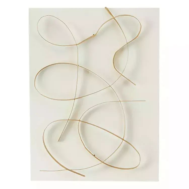 Kirklands Home Wall Plaques|White and Gold Iron Abstract Wave Plaque