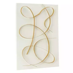 Kirklands Home Wall Plaques|White and Gold Iron Abstract Wave Plaque