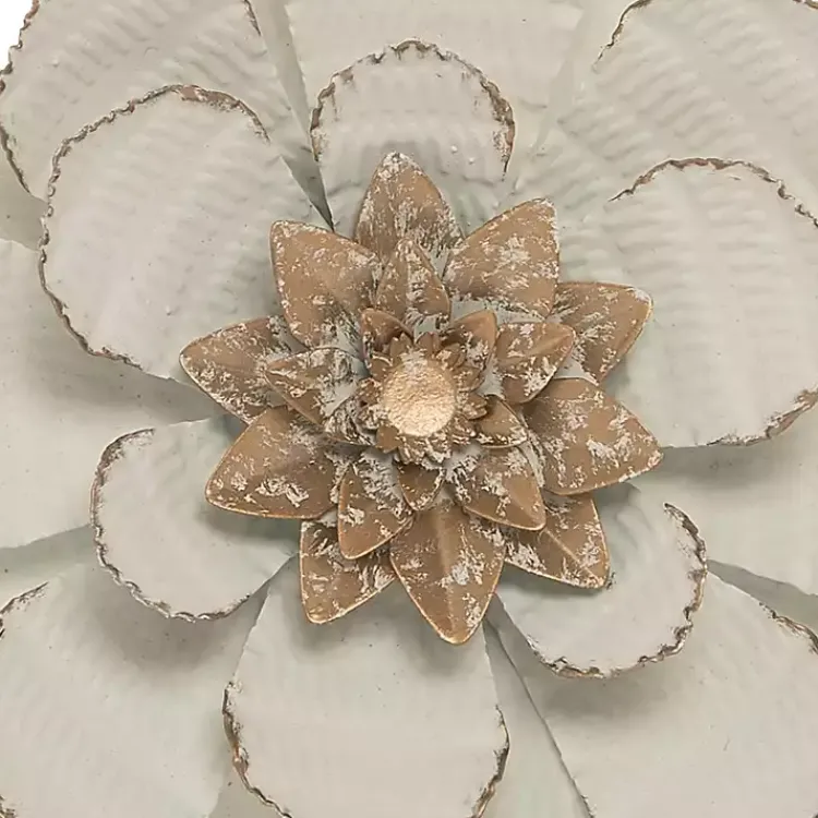 Kirklands Home Wall Plaques|and Gold Metal Flower Small Wall Plaque White