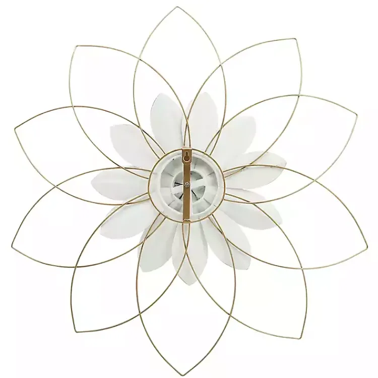 Kirklands Home Wall Plaques|White and Gold Metal Flower Wall Plaque