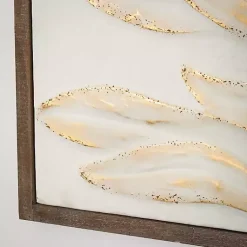 Kirklands Home Wall Plaques|White and Gold Protea Framed Wall Plaque