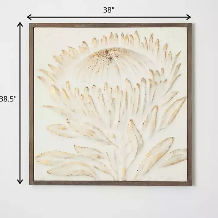 Kirklands Home Wall Plaques|White and Gold Protea Framed Wall Plaque