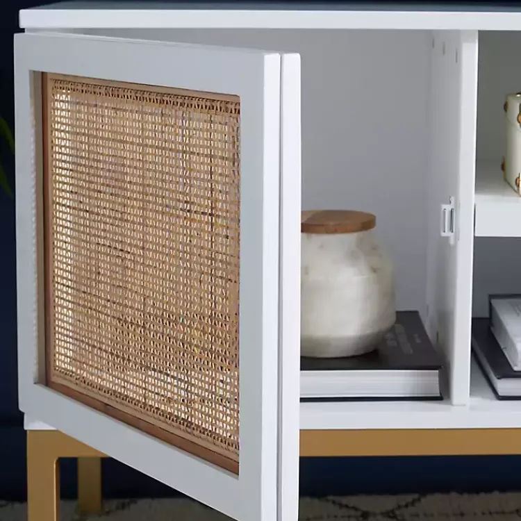 Kirklands Home Tv Stands & Media Consoles|and Gold Rattan Media Cabinet White