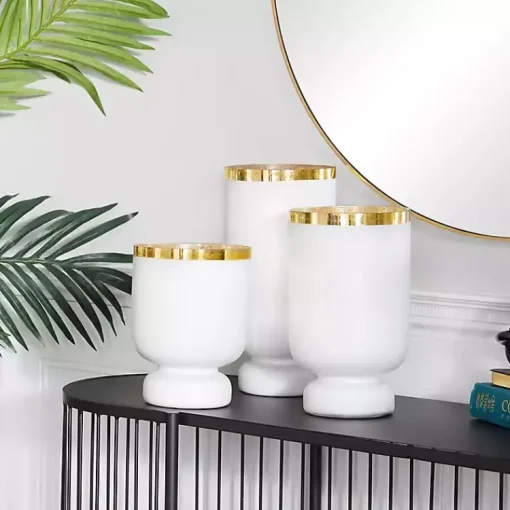 Sale White and Golden Goblet 3-pc. Candle Holder Set Candle Holders
