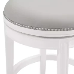 Kirklands Home Bar Stools & Counter Height Stools|White and Faux Leather Swivel Counter Stool Gray