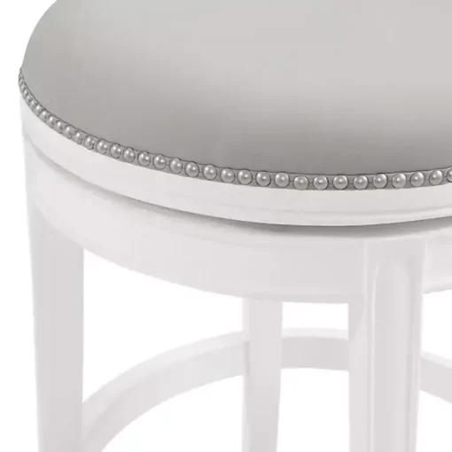 Kirklands Home Bar Stools & Counter Height Stools|White and Faux Leather Swivel Counter Stool Gray