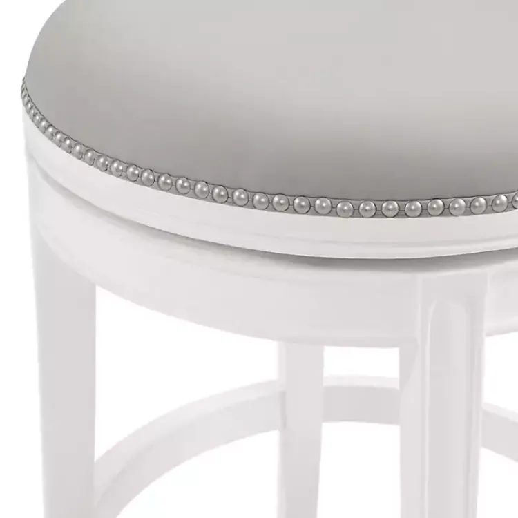 Kirklands Home Bar Stools & Counter Height Stools|White and Faux Leather Swivel Counter Stool Gray