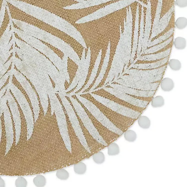 Kirklands Home Table Linens|White and Natural Fern Round Placemats, Set of 6