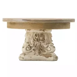 Outlet White and Natural Round Plate Stand Decorative Trays