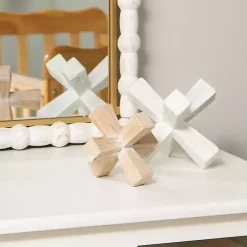 Hot White and Natural Wood Jack Sculptures, Set of 2 Statues & Figurines