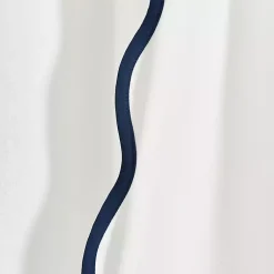 Kirklands Home Curtains & Drapes|White and Navy Scalloped Curtain Panel Set, 84 in.