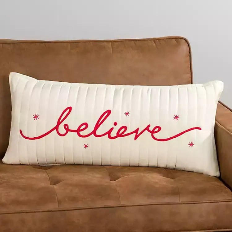 and Red Believe Lumbar Pillow Pillows