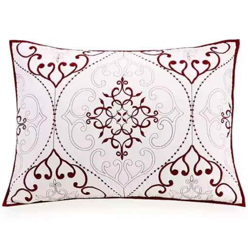 Kirklands Home Quilts|White and Red Pattern 3-pc. King Quilt Set