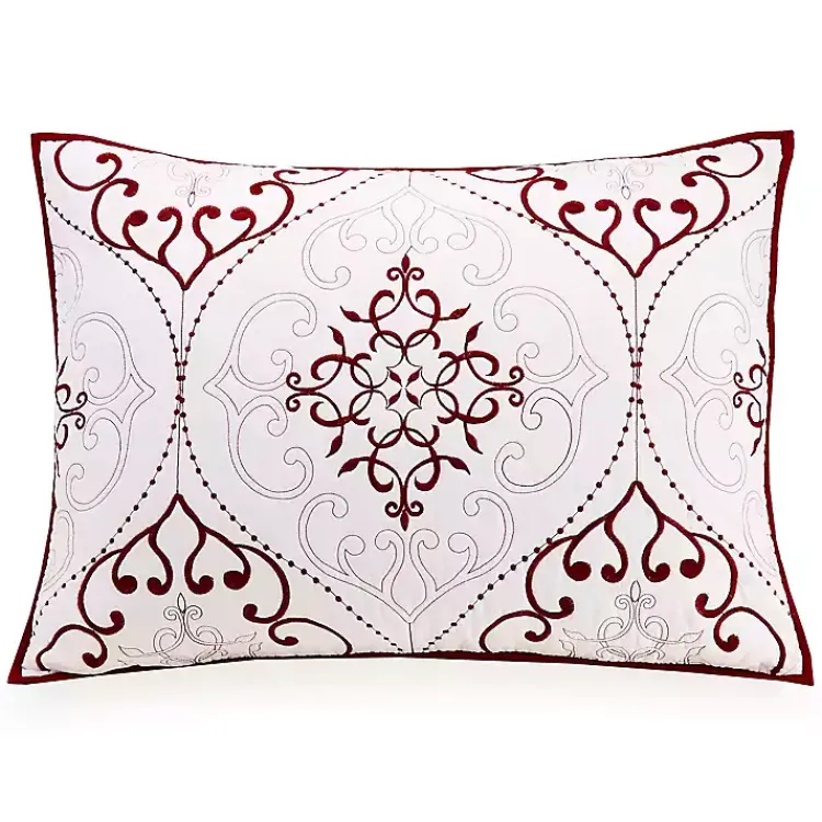 Kirklands Home Quilts|White and Red Pattern 3-pc. King Quilt Set