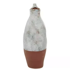 Discount White and Rust Brown Ceramic Vase, 14 in. Vases
