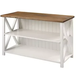Kirklands Home Console Tables|White and Rustic Oak Wood Farmhouse Console Table
