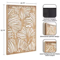 Kirklands Home Wall Plaques|White and Rustic Wood Botanical Wall Plaque