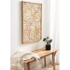 Kirklands Home Wall Plaques|White and Rustic Wood Botanical Wall Plaque