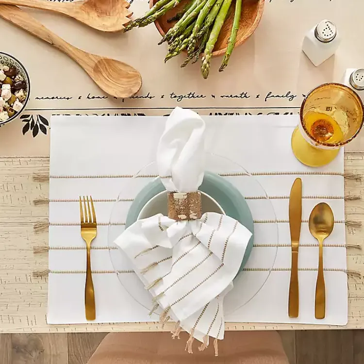 Kirklands Home Table Linens|and Stone Striped Placemats, Set of 4 White