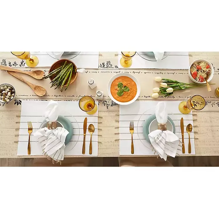 Kirklands Home Table Linens|and Stone Striped Placemats, Set of 4 White