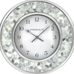 Kirklands Home Clocks|White Arabesque Mosaic Frame Wall Clock