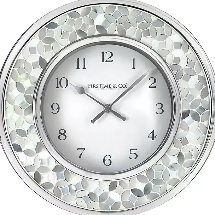 Kirklands Home Clocks|White Arabesque Mosaic Frame Wall Clock