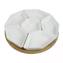 Kirklands Home Serving & Entertaining|White Bamboo 7-pc. Lazy Susan Serving Tray