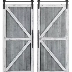 Kirklands Home Wall Plaques|White Barn Door Galvanized Wall Plaques, Set of 2 Gray