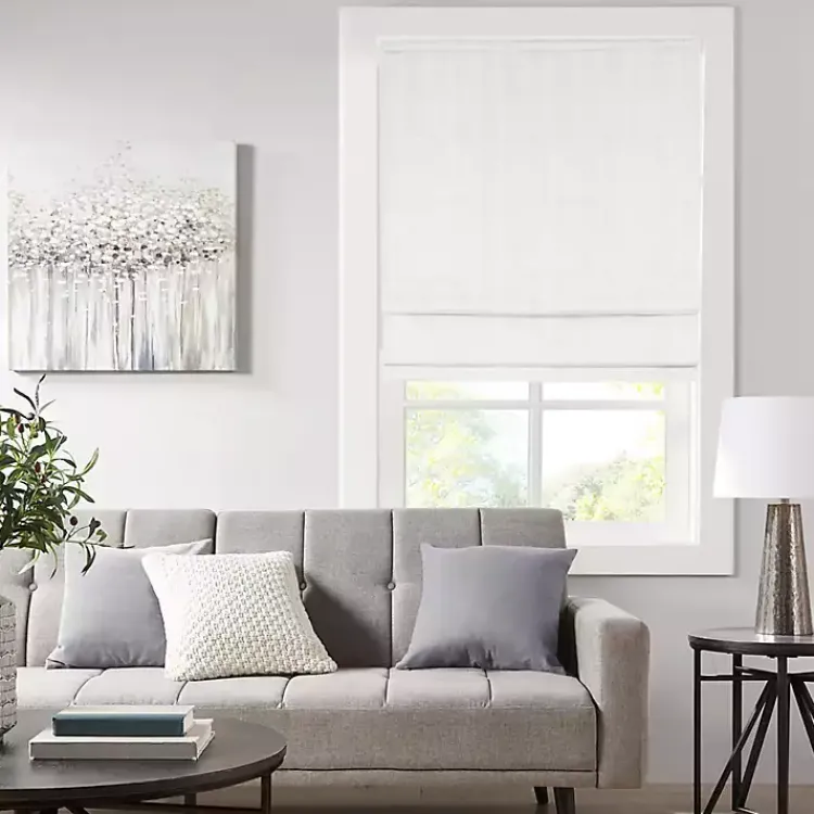 Kirklands Home Curtains & Drapes|Basketweave Cordless Roman Shade, 35 in. White