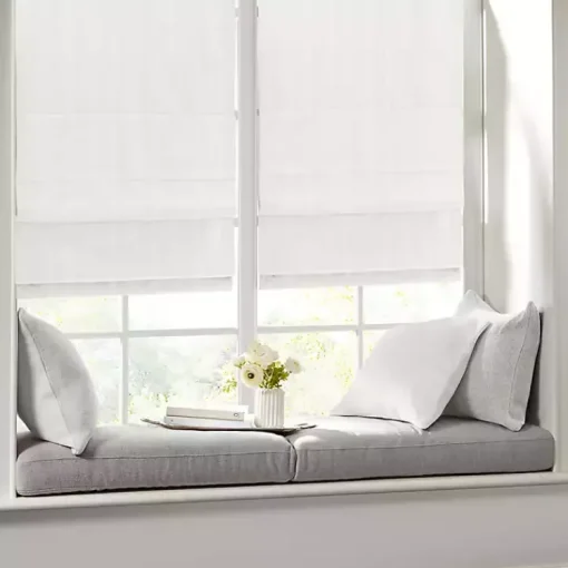 Kirklands Home Curtains & Drapes|Basketweave Cordless Roman Shade, 35 in. White