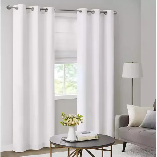 Kirklands Home Curtains & Drapes|Basketweave Curtain Panel Set, 84 in White