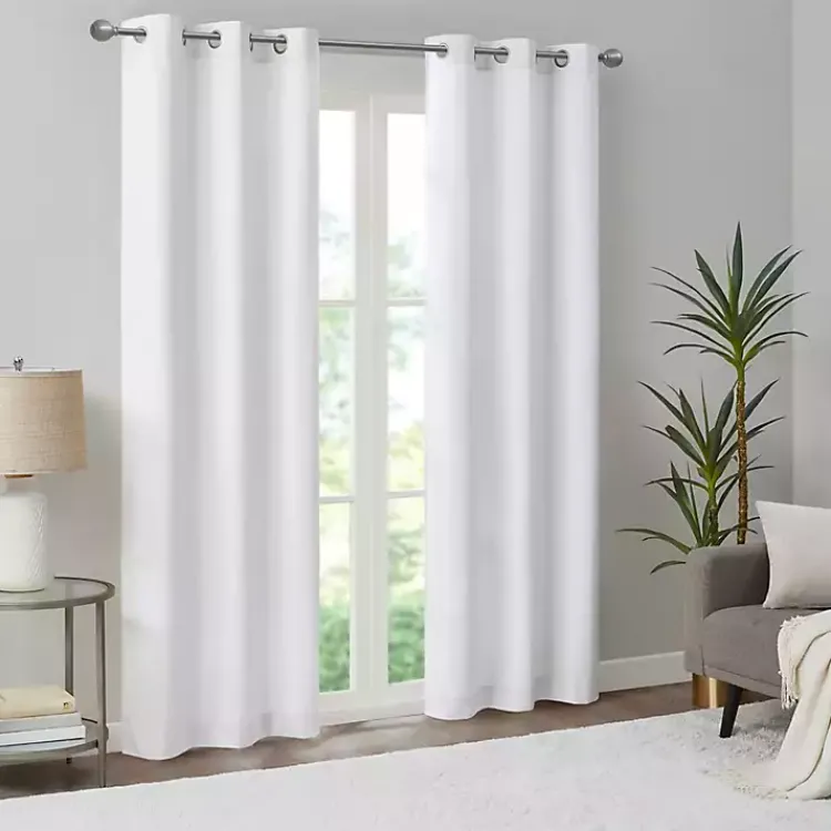 Kirklands Home Curtains & Drapes|Basketweave Curtain Panel Set, 84 in White