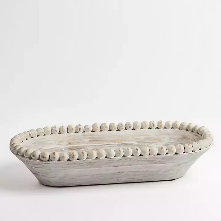 Sale Beaded Wood Dough Bowl Decorative Bowls & Jars