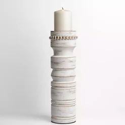 Sale Beaded Wood Pillar Candle Holder, 14 in. Candle Holders