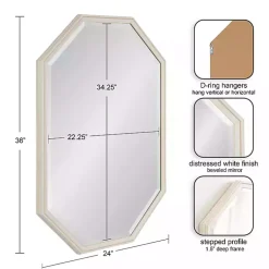 Kirklands Home Decorative Mirrors|White Beveled Octagon Wall Mirror