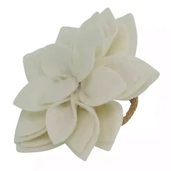 Kirklands Home Table Linens|Blossom Napkin Rings, Set of 4 White